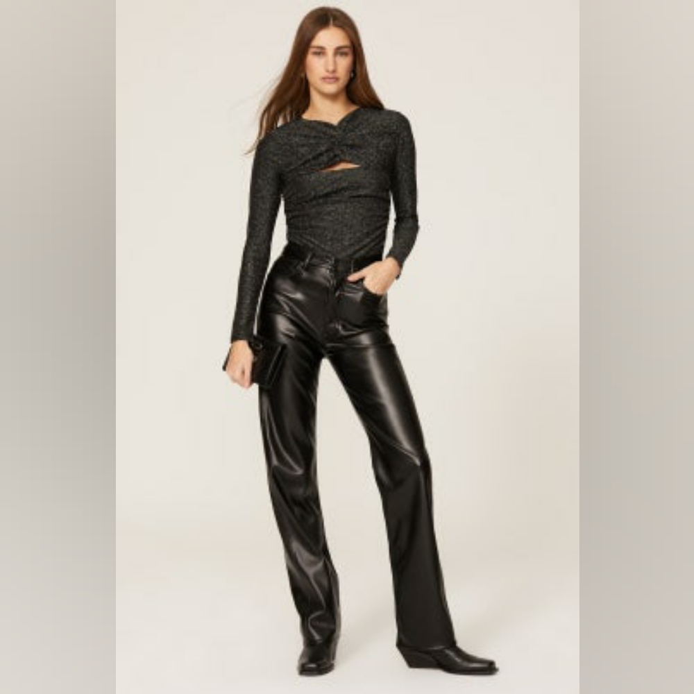 Allsaints Caelum Metallic Long Sleeve Top, shirt, blouse, size 2, new no tags.